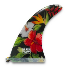 Charger l'image dans la galerie, Island Fin Design Hawaii - Voyager 9.0 Noir Floral Noserider - Dérive centrale longboard surf noserider single fin 9 pouces