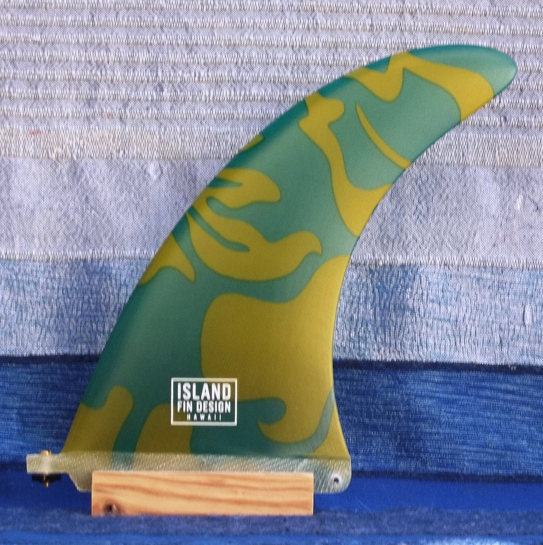 Island Fin Design Hawaii - Voyager 9.5 Vert Floral Noserider - Dérive centrale longboard surf noserider single fin 9,5 pouces