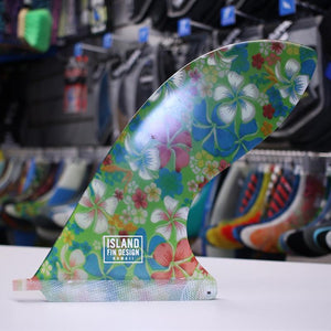 Island Fin Design Hawaii - Pau Hana 9.0 Spring Floral Noserider - Dérive centrale longboard surf noserider single fin 9 pouces